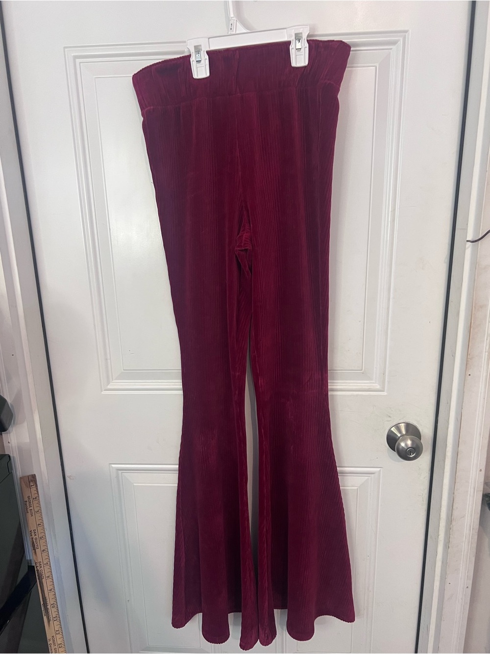 Judith March Burgundy Corduroy Flare Pants
